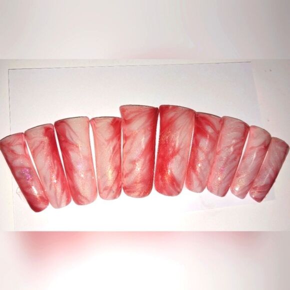 Hand crafted custom 10pc duck shape acrylic press on nails sz large - Picture 1 of 8